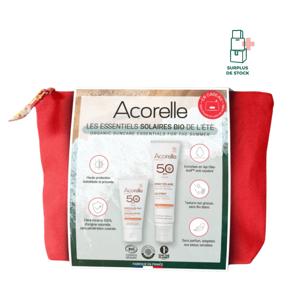 Les essentiels solaire de l'été protection solaire Acorelle 1 Crème Solaire Visage SPF50 - 1 Spray Solaire SPF50